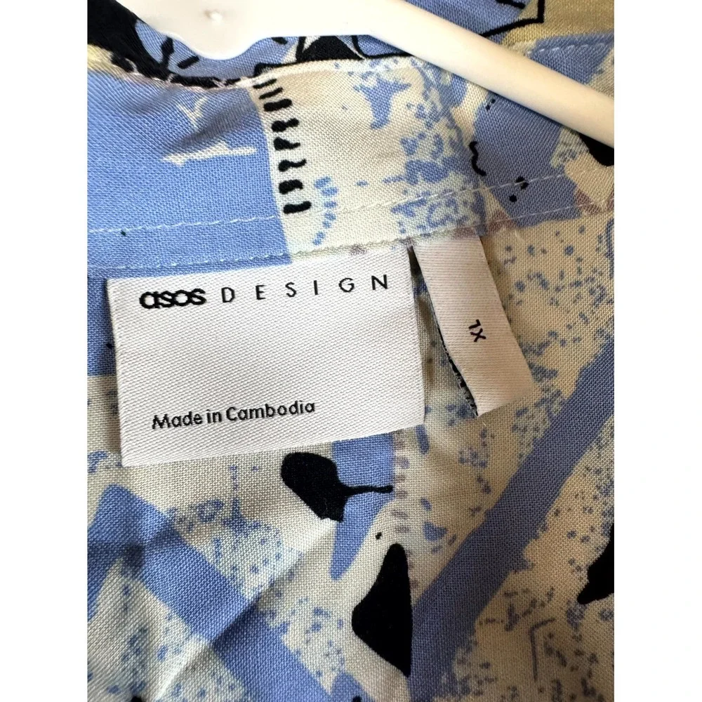 Asos Design Relaxed Shirt Mens XL Multi Pastel Vintage Inspired Print Button Up
